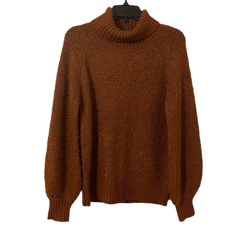 WHO WHAT WEAR | Women’s Caramel Brown Turtle Neck Wool Blend Sweater Size M